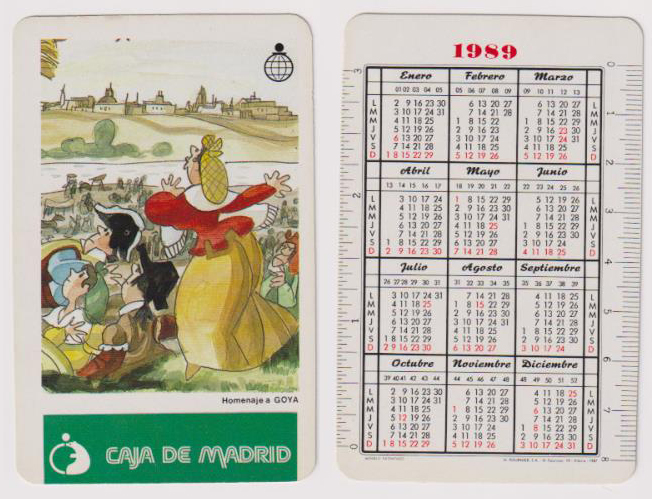 Calendario Fournier. Caja de Madrid 1989
