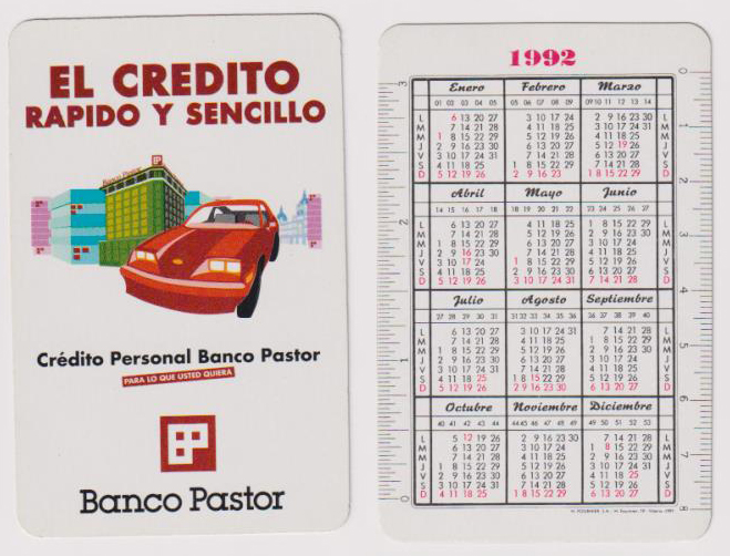 Calendario Fournier. Banco Pastor 1992