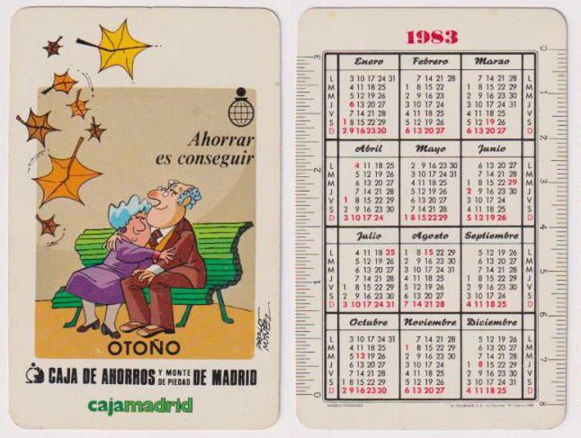 Calendario Fournier. Caja de ahorros y Monte de Piedad de Madrid 1983