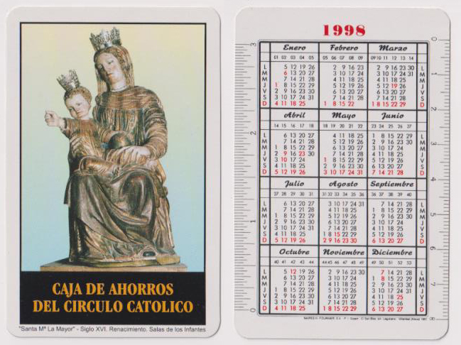 Calendario Fournier. Caja de Ahorros del Circulo Católico 1998
