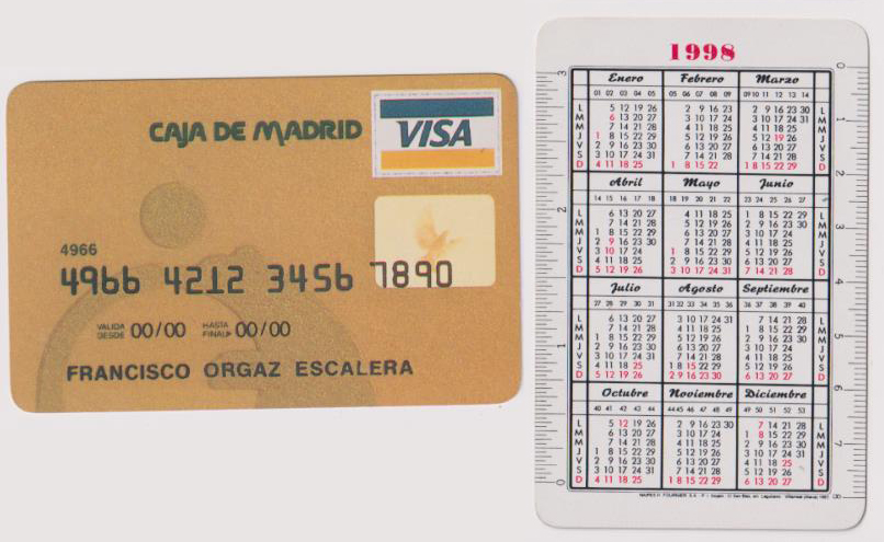 Calendario Fournier. Caja de Madrid 1998