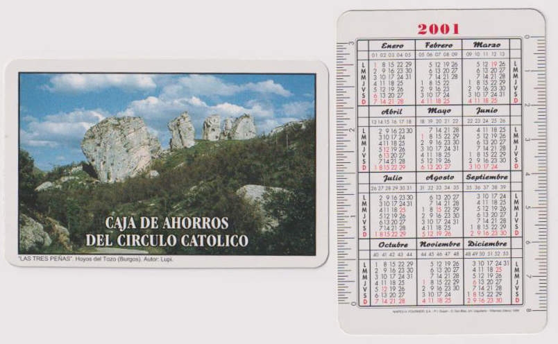 Calendario Fournier. Caja de Ahorros del Circulo Católico 2001
