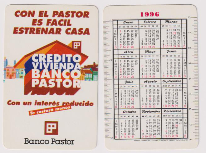Calendario Fournier. Banco Pastor 1996