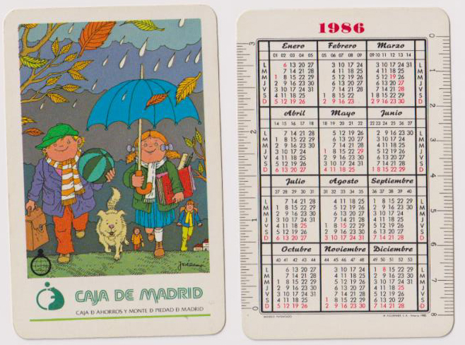Calendario Fournier. Caja de Madrid 1986