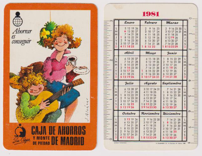 Calendario Fournier. Caja de Ahorros y Monte de Piedad de Madrid 1981