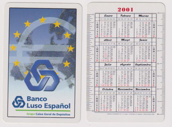Calendario Fournier. Banco Luso Español 2001