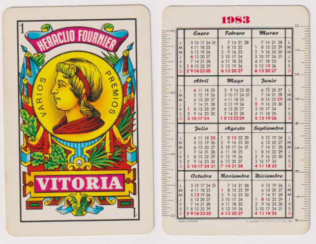 Calendario Fournier. As de Oros 1983