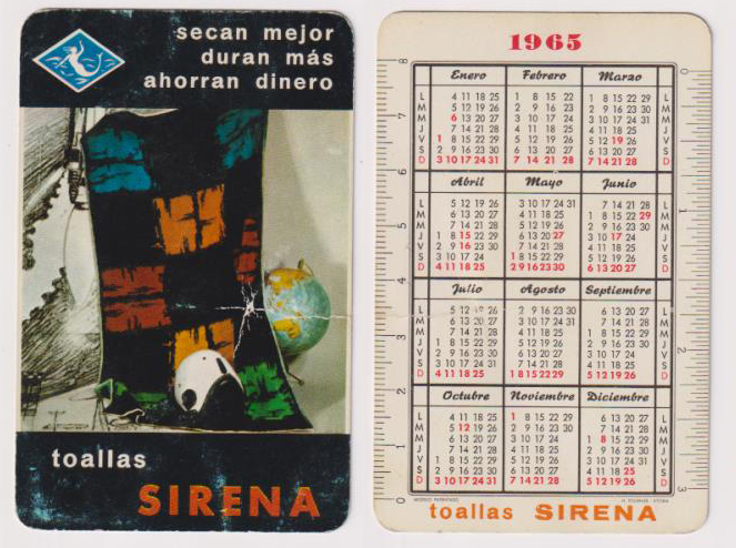 Calendario Fournier. Toallas sirena 1965