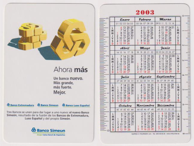 Calendario Fournier. Banco Simeón 2003