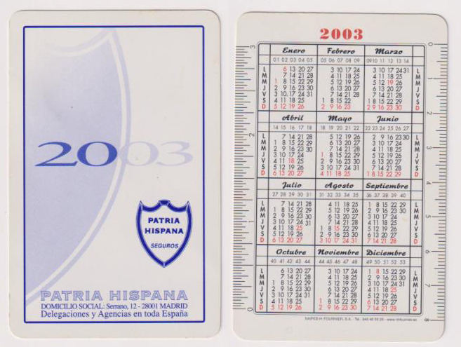 Calendario Fournier. Patria Hispana 2003