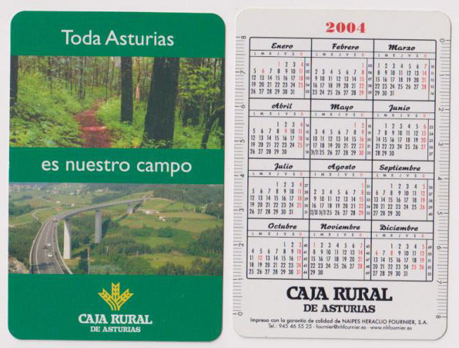 Calendario Fournier. Caja rural de Austrias 2004