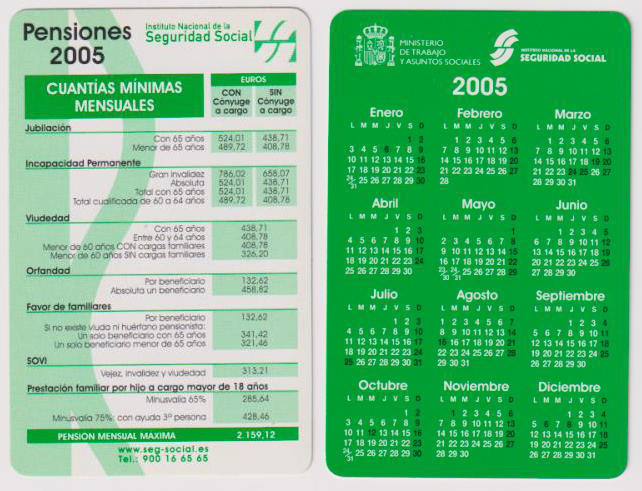Calendario Pensiones 2005