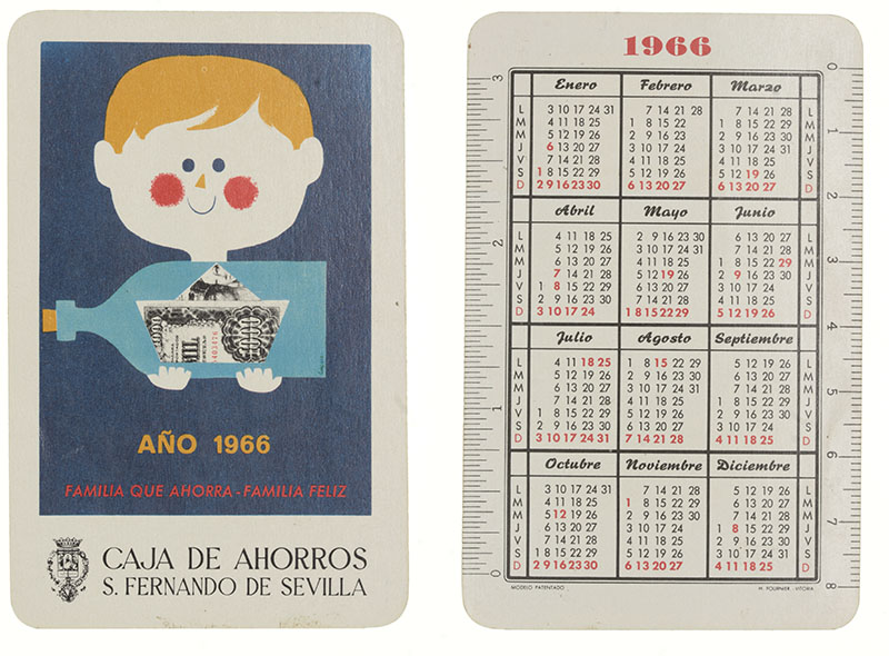 Calendario Fournier Caja de Ahorros S. Fernando Sevilla 1966