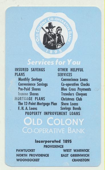 Calendario. Old Colony Co-Operative Bank para 1968