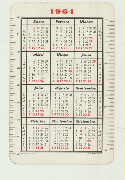 Calendario Fournier 1964. Aceite Carbonell
