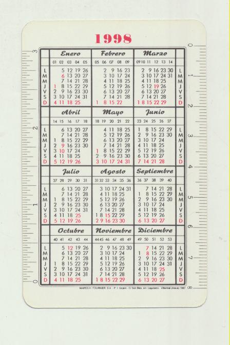 Calendario Fournier 1998. Lea Alerta