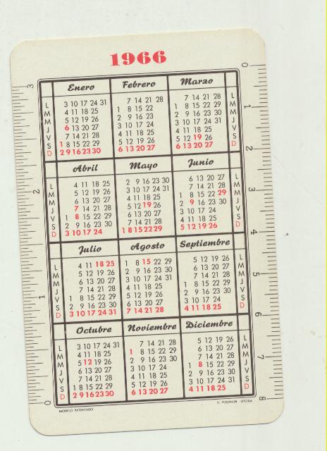 Calendario Fournier 1966. Anticariol