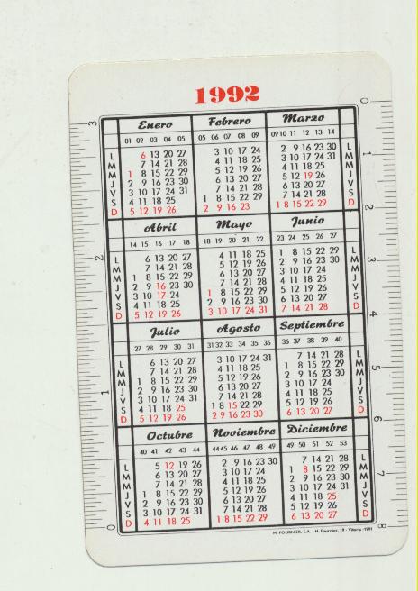 Calendario Fournier 1992. Asisa. La Medicina que funciona