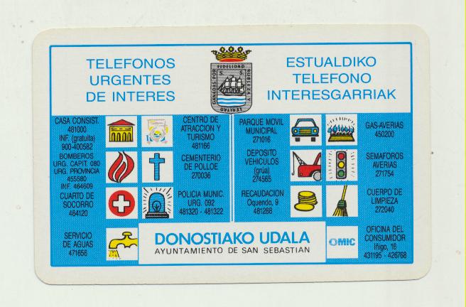 Calendario Fournier 1992. Estualdiko Teléfono