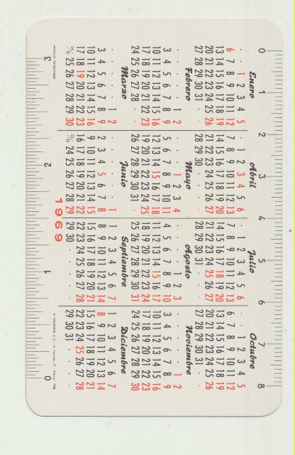 Calendario Fournier 1969. Banco de Bilbao