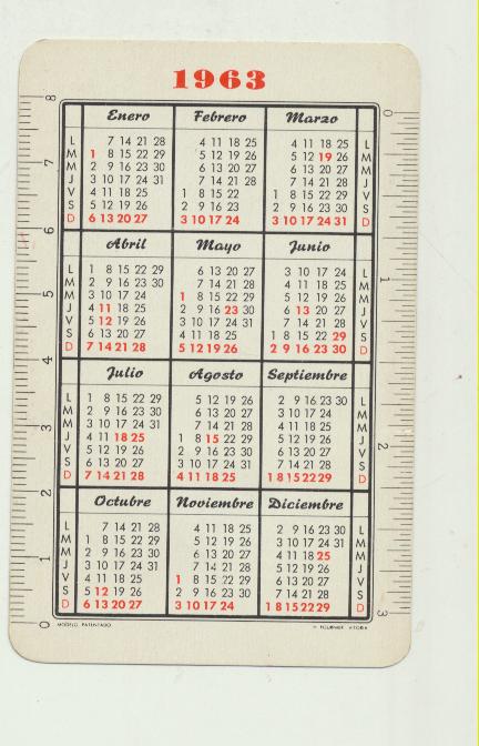 Calendario Fournier 1963. Tam