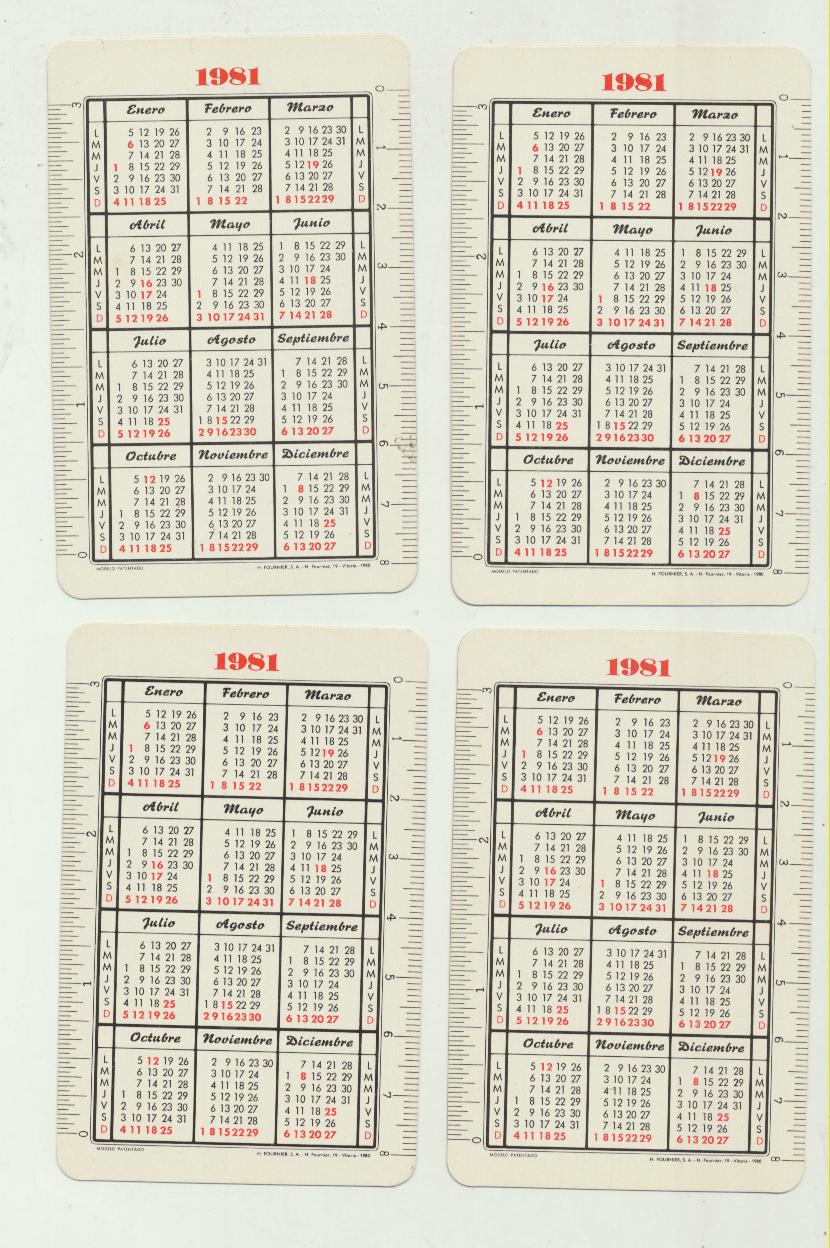 Calendarios Fournier 1981. Banco de Bilbao. Lote 4