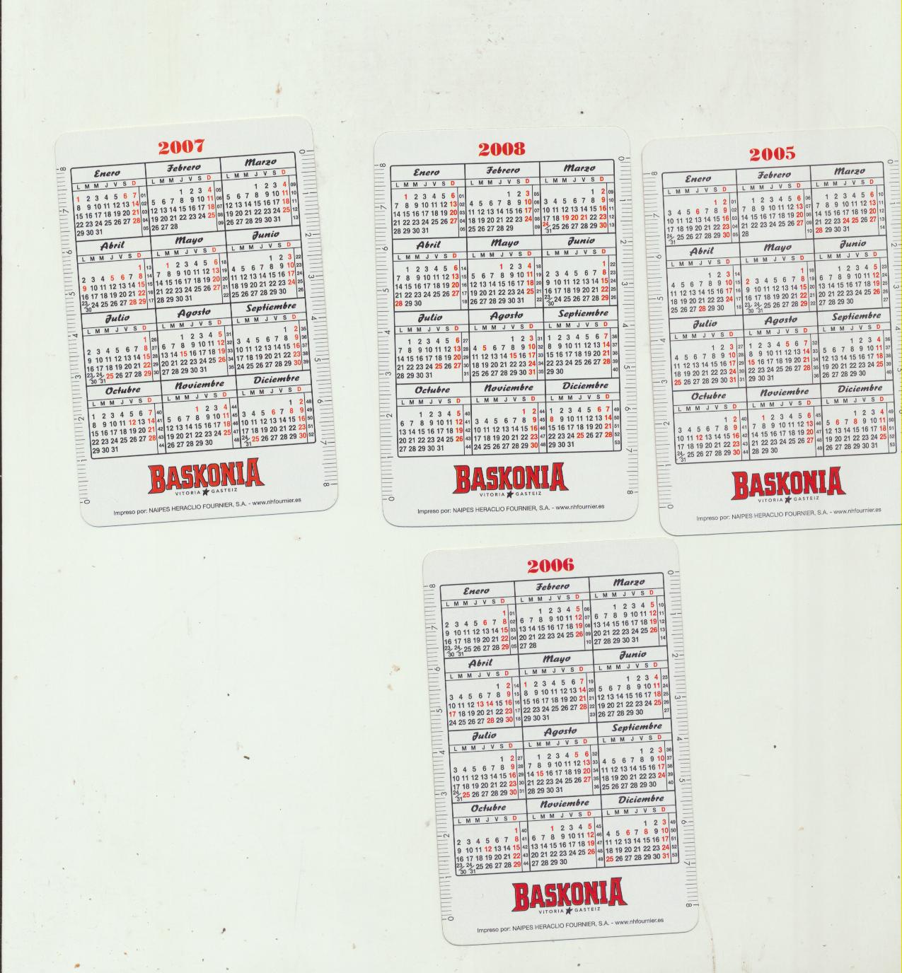 Calendario Fournier. Baskonia 2005, 2006, 2007 y 2008