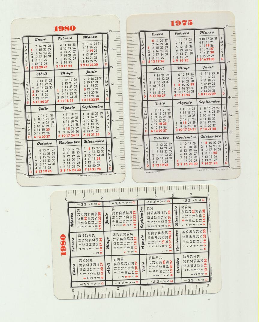 Calendario Fournier. Banco Hispano Americano 1975 y 1980 (2)