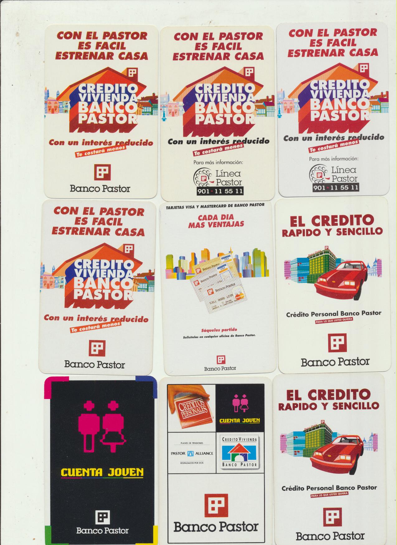 Calendario Fournier. Banco Pastor 1990, 1991, 1992, 1993, 1994, 1995, 1996, 1997 y 1998