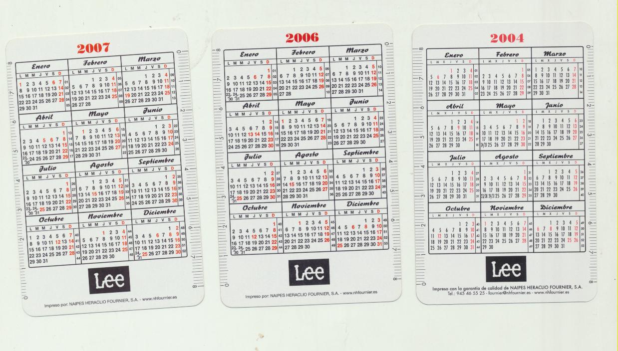 Calendario Fournier. Lee 2004, 2006 y 2007