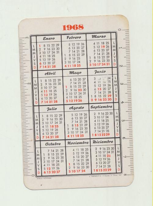 Calendario Fournier. Bombas Itur 1968