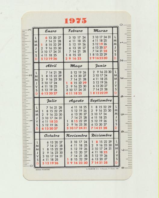 Calendario Fournier. Ciba Geigy 1975