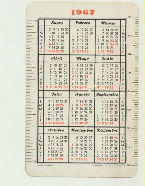 Calendario Fournier. Superamericana Mara 1967