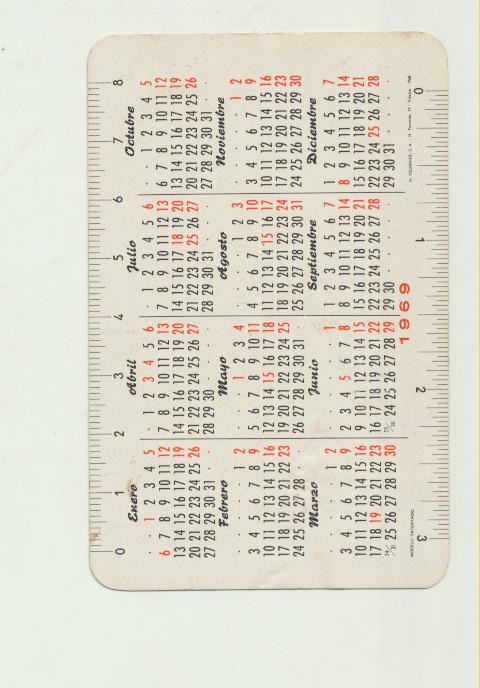 Calendario Fournier. Antipolilla Mitin 1969