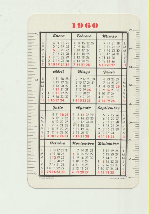 Calendario Fournier. Visión Fatimista de Pio XII 1960