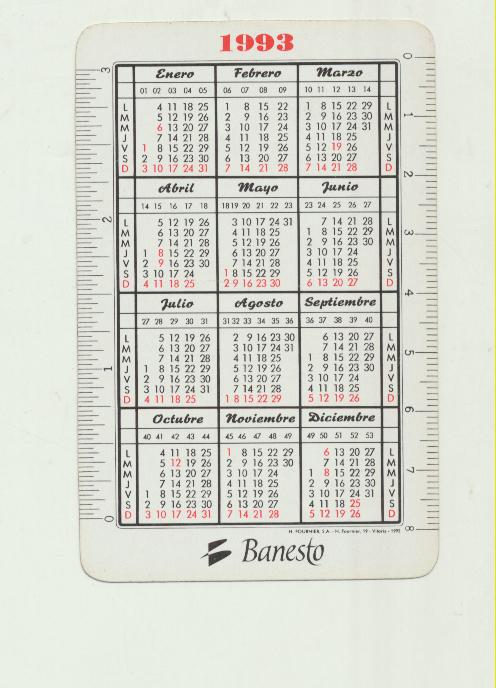 Calendario Fournier. Banesto 1993