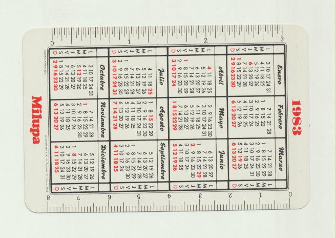 Calendario Fournier. Milfarina Milupa 1983