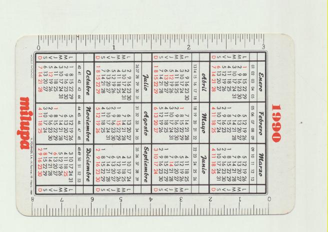 Calendario Fournier. Milupa 1990