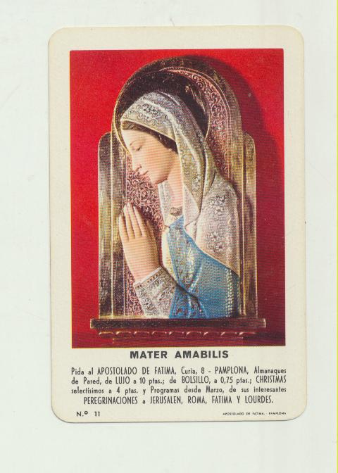 Calendario Fournier. Mater Amabilis. Apostolado de Fátima 1964