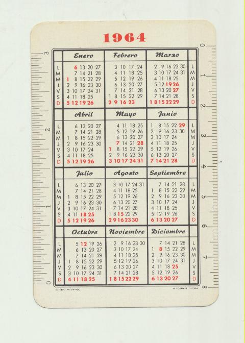 Calendario Fournier. Mater Amabilis. Apostolado de Fátima 1964
