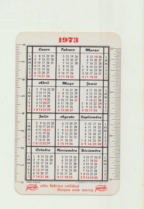 Calendario Fournier. Pardo 1973-1974