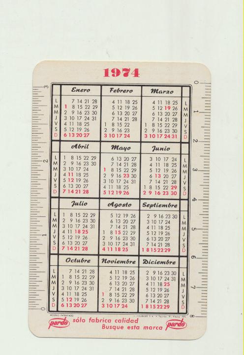 Calendario Fournier. Pardo 1973-1974