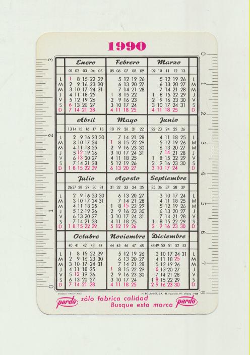 Calendario Fournier. Pardo 1989-1990
