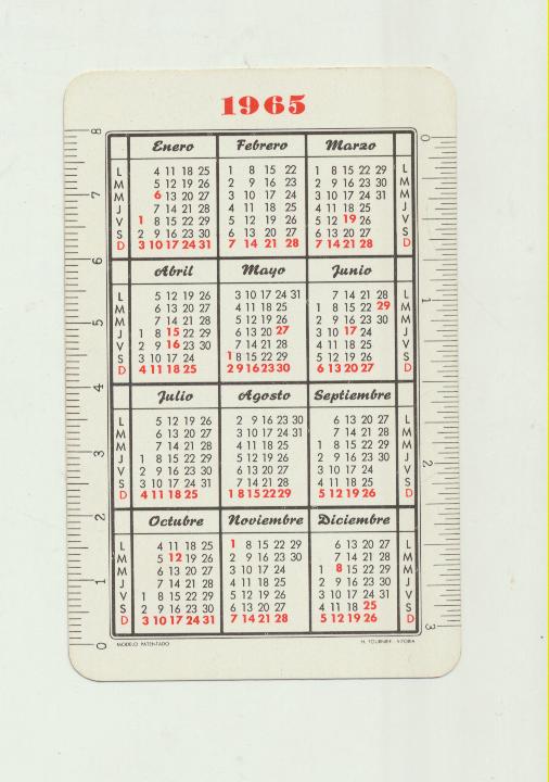 Calendario Fournier. El Señor de La Salle 1965