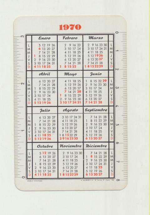 Calendario Fournier. Ponche Soto 1970