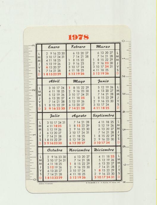 Calendario Fournier. Imedio 1978