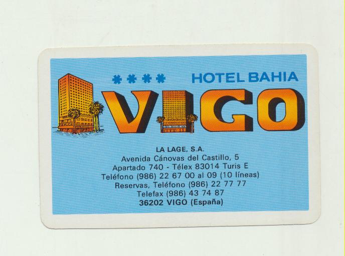 Calendario Fournier. Calendario Fournier. Hotel Bahía. Vigo 1990