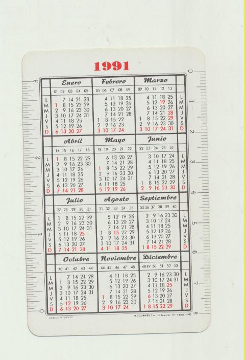 Calendario Fournier. ET/FV Ferrocarriles Vascos 1991