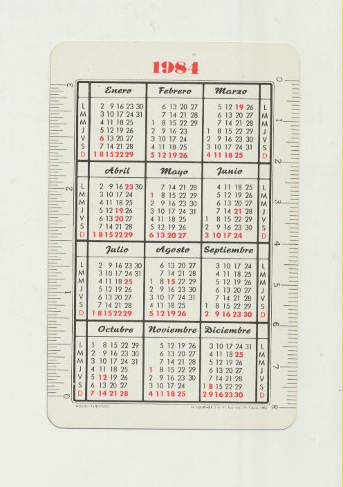 Calendario Fournier. Premio Dr. Rodríguez de La Fuente/Plus Ultra 1984