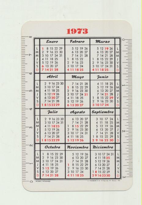 Calendario Fournier. Perfumería Gurys 1973